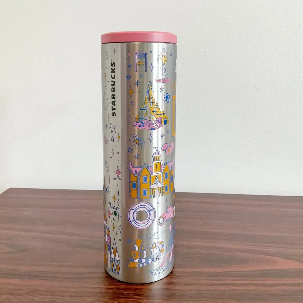 Disney World 50th Anniversary Magic Kingdom Starbucks Metal Tumbler Bottle New
